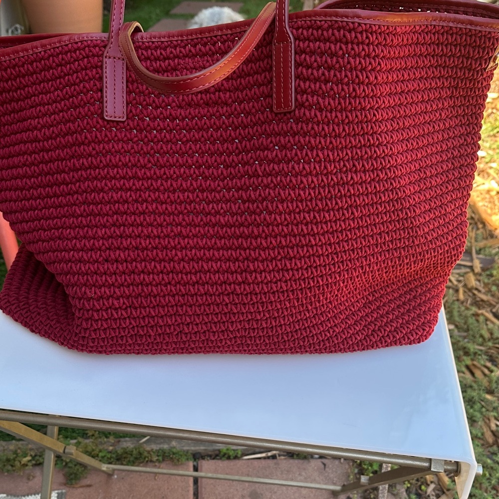 Burgundy Crochet Travel Bag